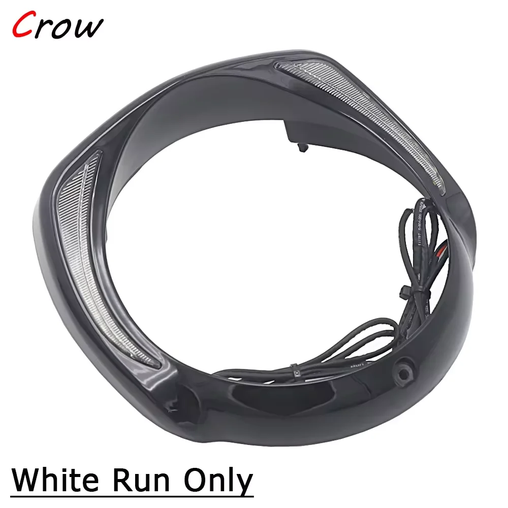 Amber Turn Signal LED Headlight Bezel Visor Trim Ring For Harley CVO Touring Electra Glide Street Glide Tri 2014-Up motorcycle led lights motorcycle accessories