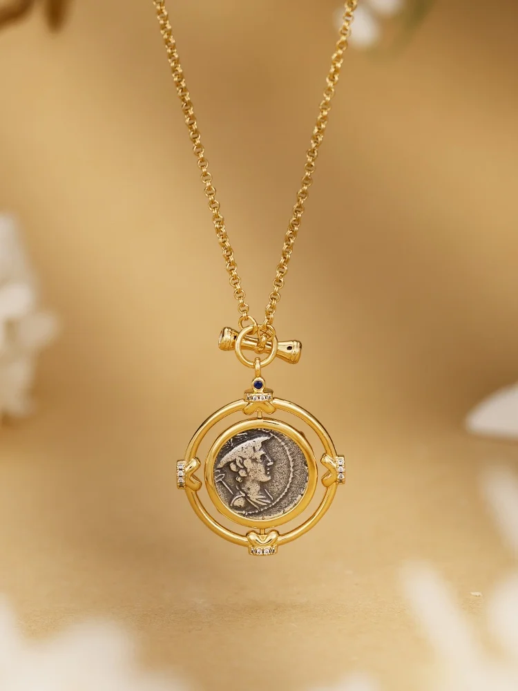 

The classic 925 silver coin flip pendant necklace of the gods of Ancient Greek commerce