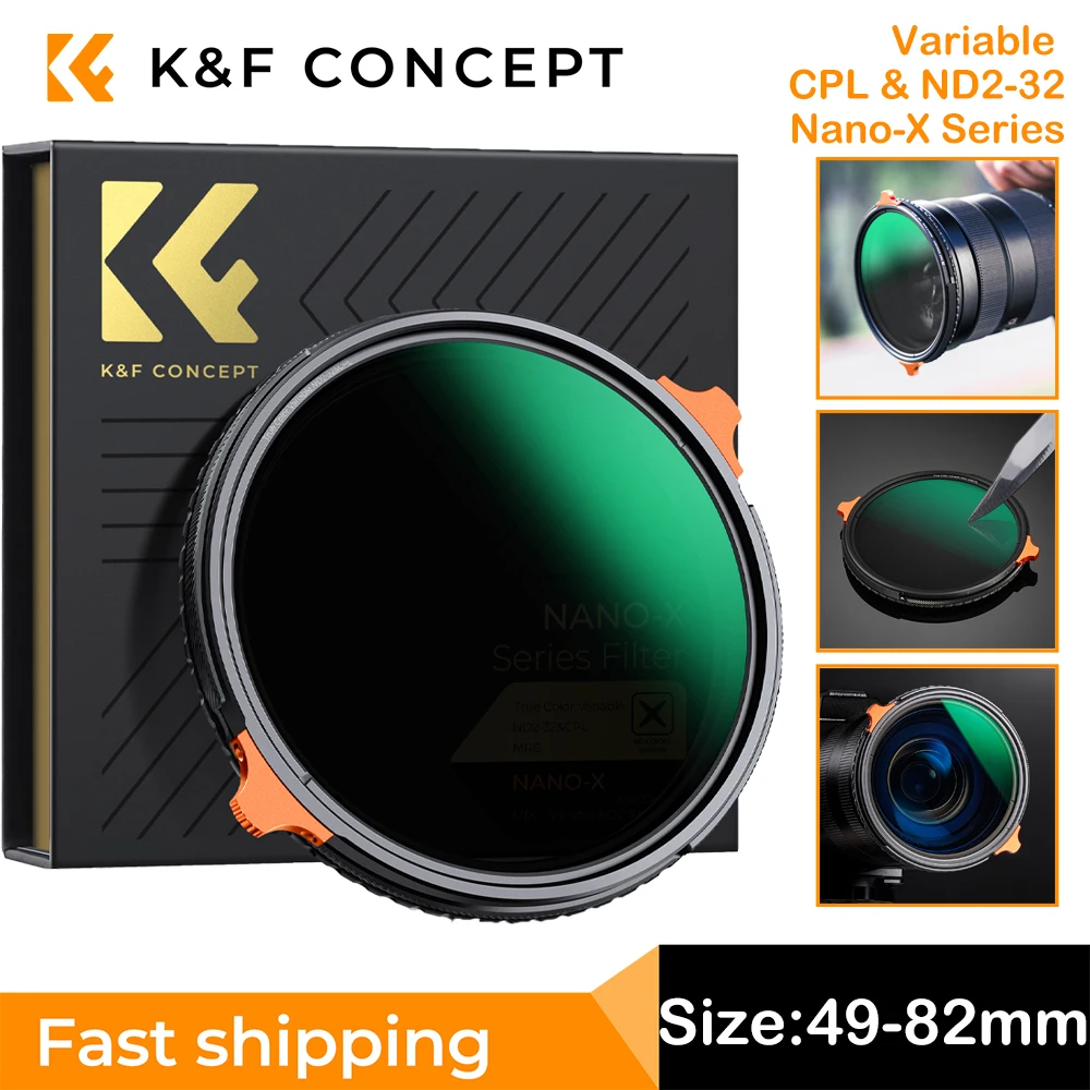 

K & F Concept True Color Variable CPL & ND2-32 (1-5 Stops) фильтр объектива камеры нейтральная плотность поляризационный фильтр Nano-X