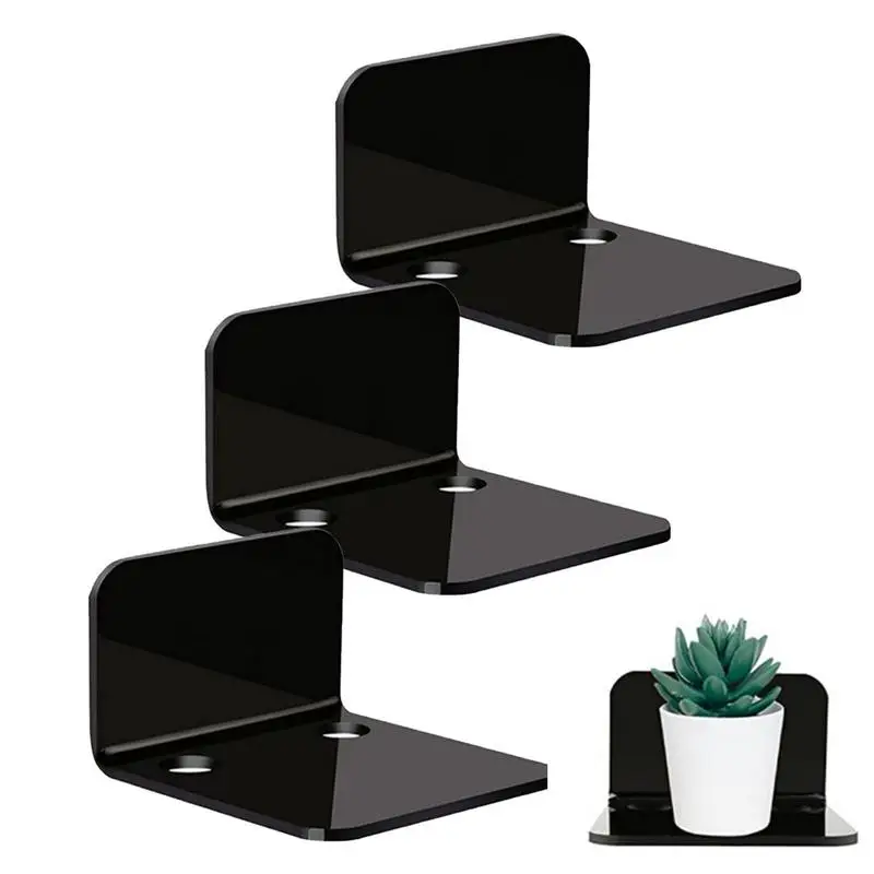 

3pcs Small Floating Shelf Acrylic Hanging Shelves Wall Mounted Perforated Books Holder Organizer Display Storage Rack For Home