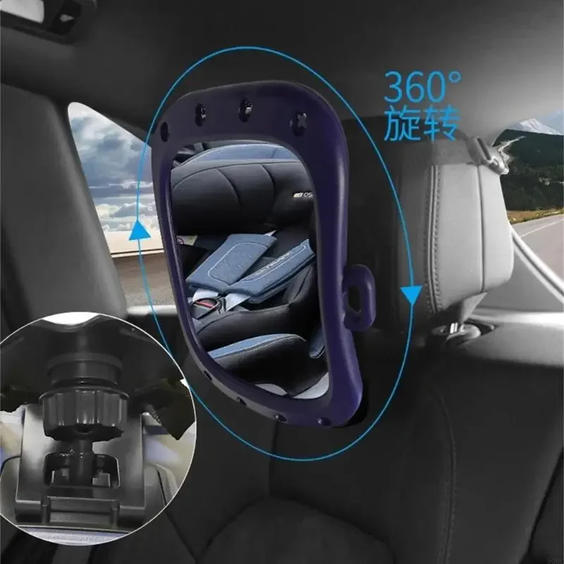 Child Safety Carseat Mirror Kids Monitoring Mirror with Fixing Strap Buckle Mount for Easy Rear Facing Baby Observation