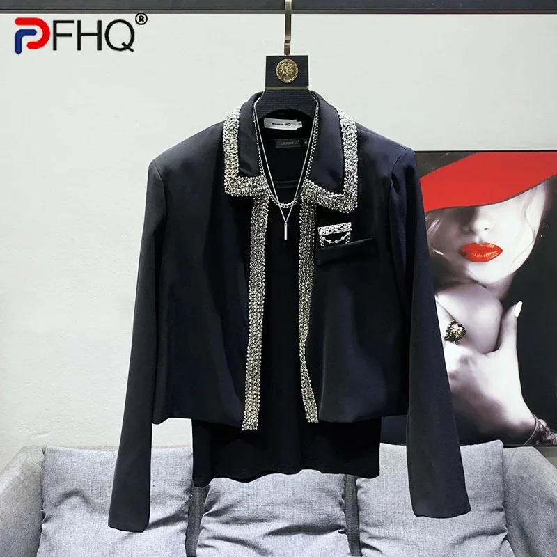 

PFHQ Korea Design Lapel Loose Short Suit Jackets Men's Stylish Elegant High Quality Autumn Coat Free Shipping Blazers 21F1034