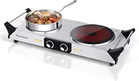 Turkewood electric stove, dual infrared ceramic heating plate cooking, two controlled range burners 1