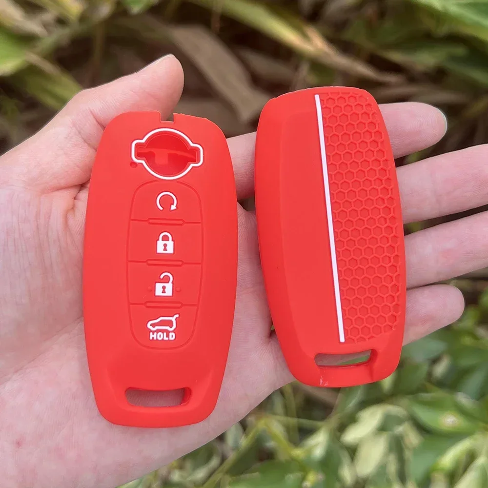 Key Case Key Case Cover 4 Button Silicone Car Key Cover for Nissan Teana X-trail T33 Altima Qashqai J12 Juke Kicks Ariya Keychain Accessories