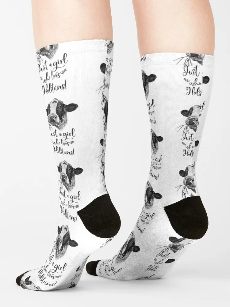 Just A Girl Who Loves Holstein Cows Socks Black Socks Sport Socks