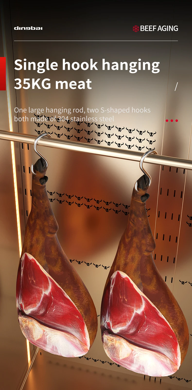 Grade Beef Aging Meat Preservation Cabinet Triple Doors Automatic Defrost Commercial Dry Aging Fridge for Steak Restaurant