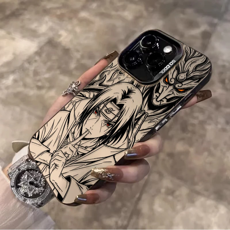 Sleek Matte Phone Case with Trendy Naruto Design Featuring Sasuke and Itachi