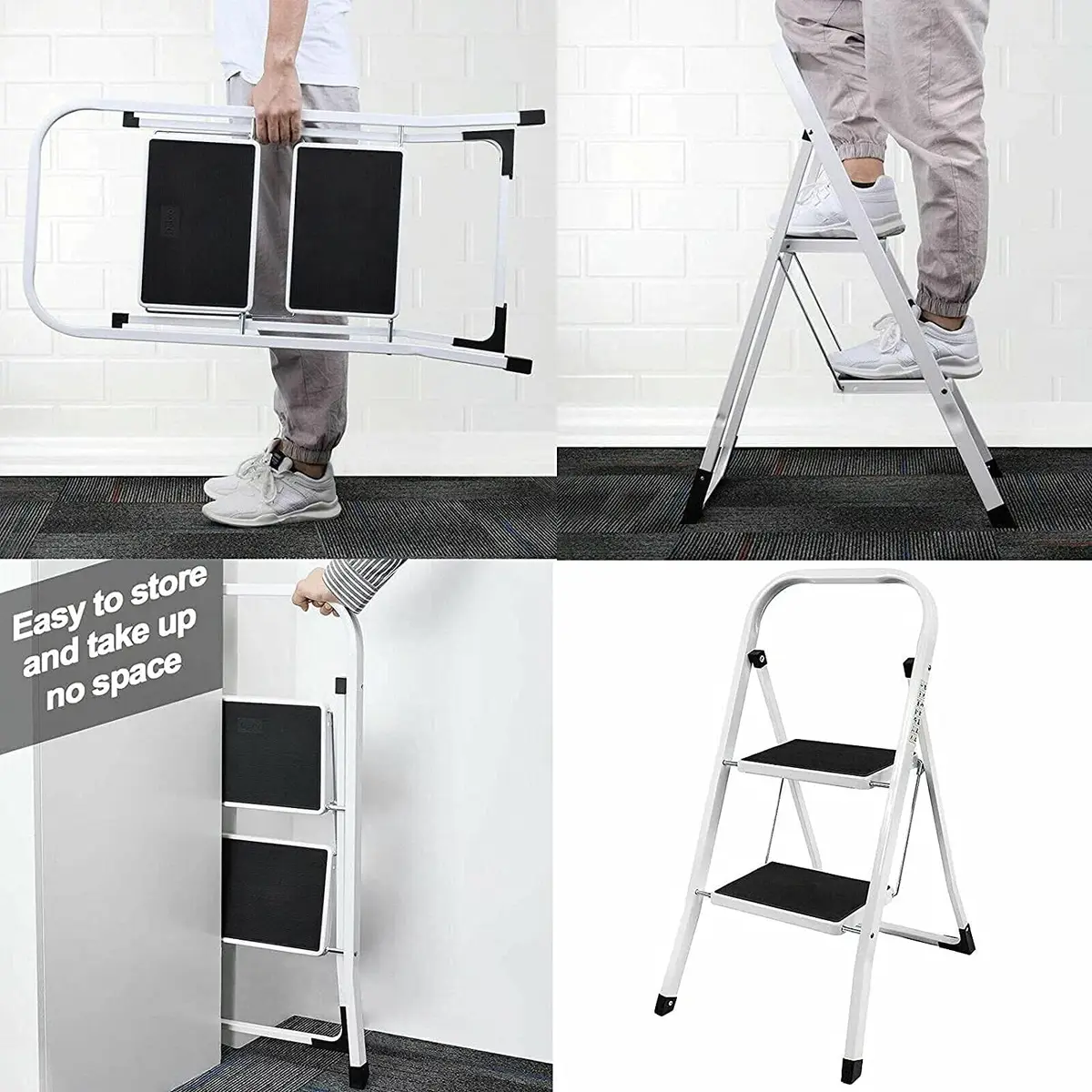DayPlus Safety Folding Step Stool 2-4 Step Ladder Portable Foldable Stepladder Anti Slip Feet  for Indoor Outdoor Home Office — view 3