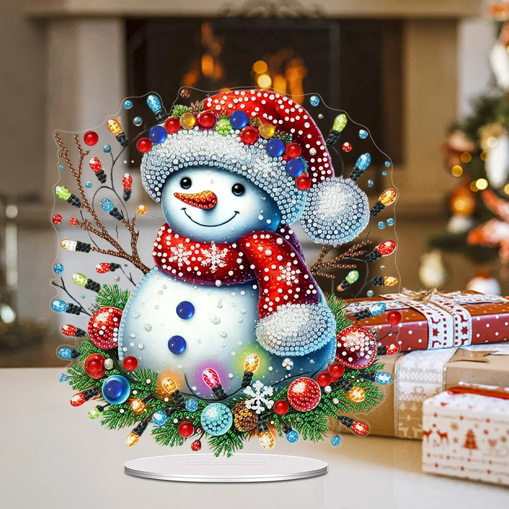 2D Flat Print Xmas DIY Special Shape Table Top Diamond Painting Ornament Kits Desktop Diamond Art Kits Bedroom Table Decoration