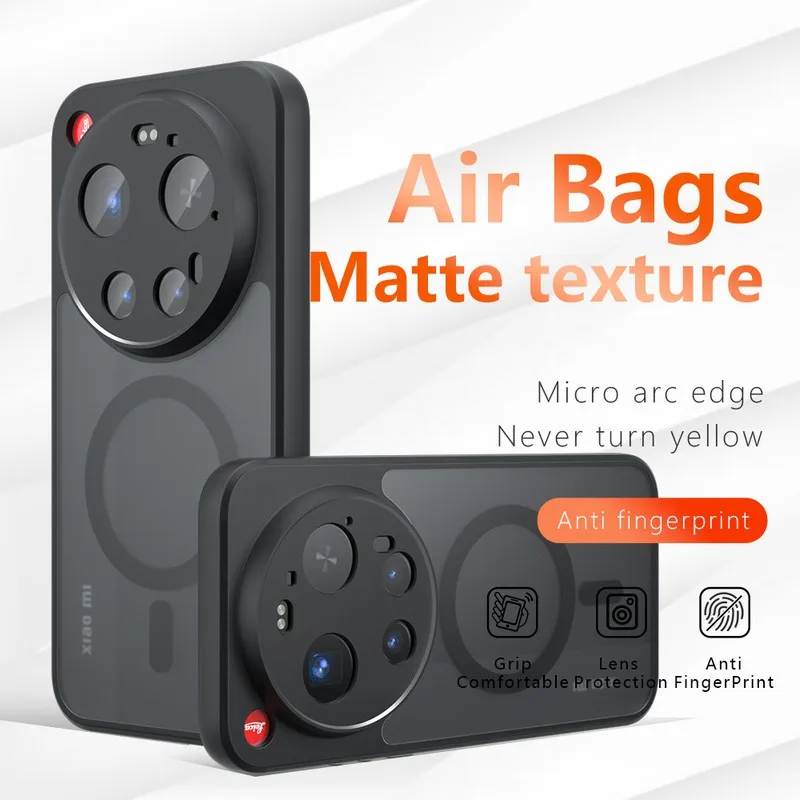 Magnetic Shockproof Matte Phone Case with Wireless Charging Compatibility