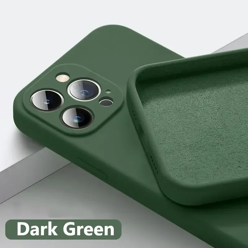 thumbnail image 1 of Coque de téléphone en Silicone, couleur unie, Protection contre les chutes et les collisions, pour IPhone 15 14 13 11 12 Pro Max Mini X XS Max 15 Plus, 1 of 5