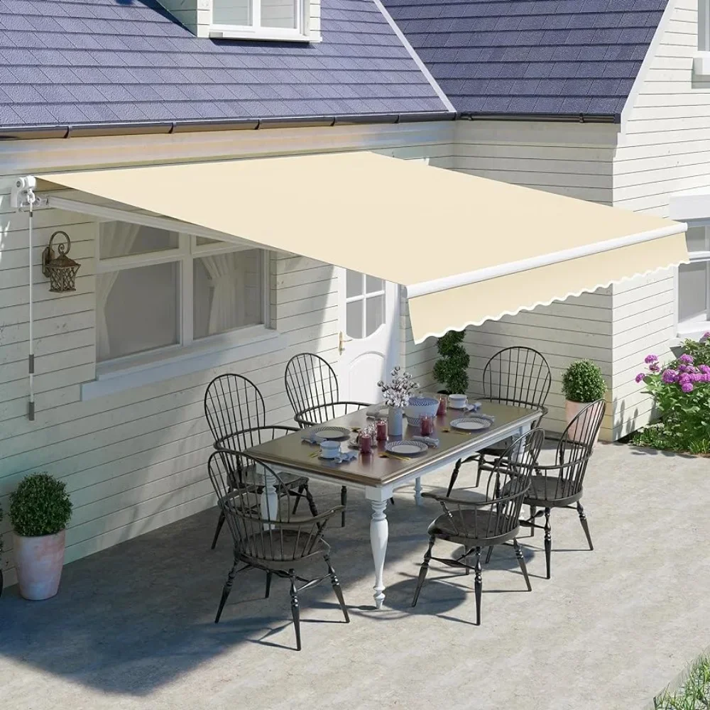 

Outdoor Canopy Patio Awning Retractable Fully Assembled Manual Sunshade Shelter Aluminum Frame Shed Camping Tent Pergola Awnings
