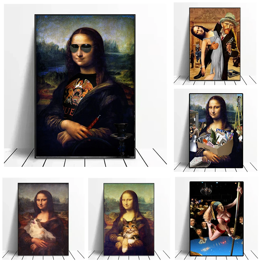 

Creative Painting Mona Lisa Portrait Picture Canvas Wall Art Poster Prints Canvas Paintings for Living Room Home Decor Cuadros