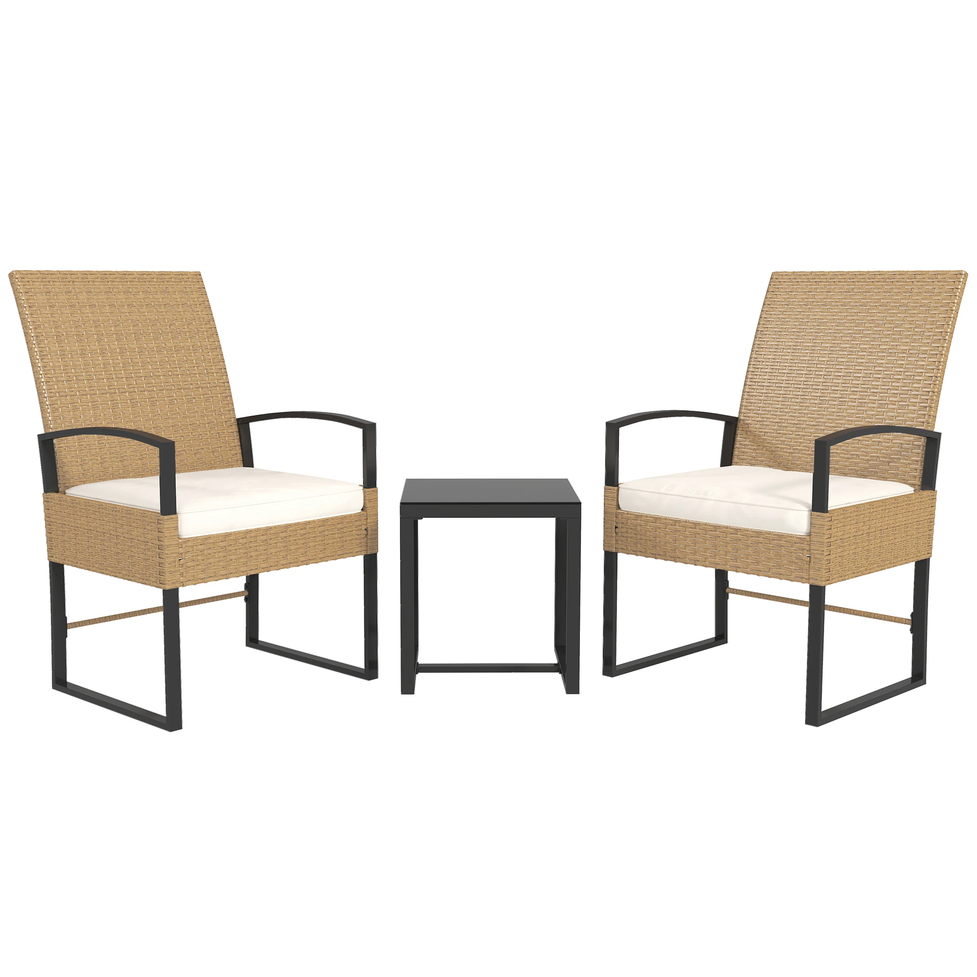 Outsunny Conjunto de Jardín Exterior de 3 Piezas con Respaldo Ajustable Cojines