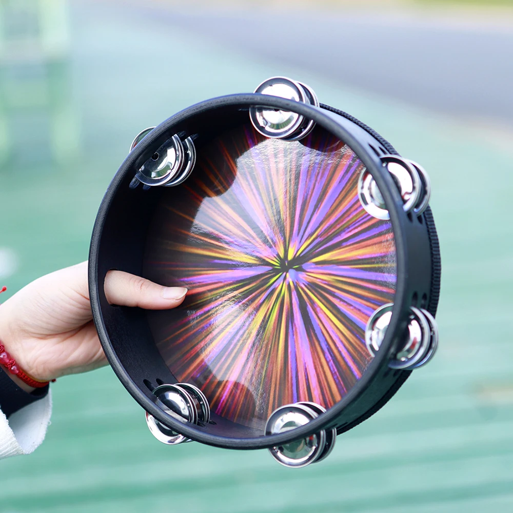 Orff Musical Instruments 8 Inches Tambourine Percussion For Child Color Sound Cognition Education Rattle Jingle Bells Kids Gifts