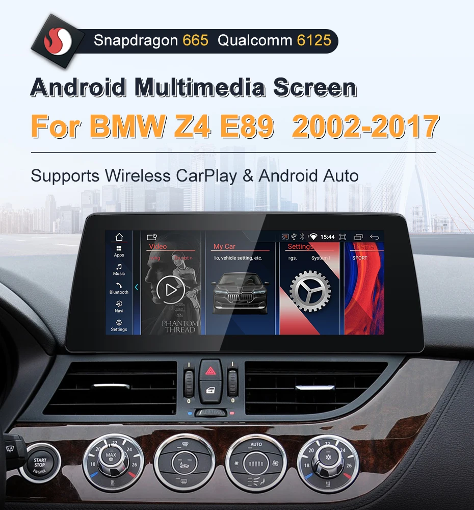Qualcomm Snapdragon 665 6125 Andorid14 Wireless Carplay Auto Screen For BMW Z4 E