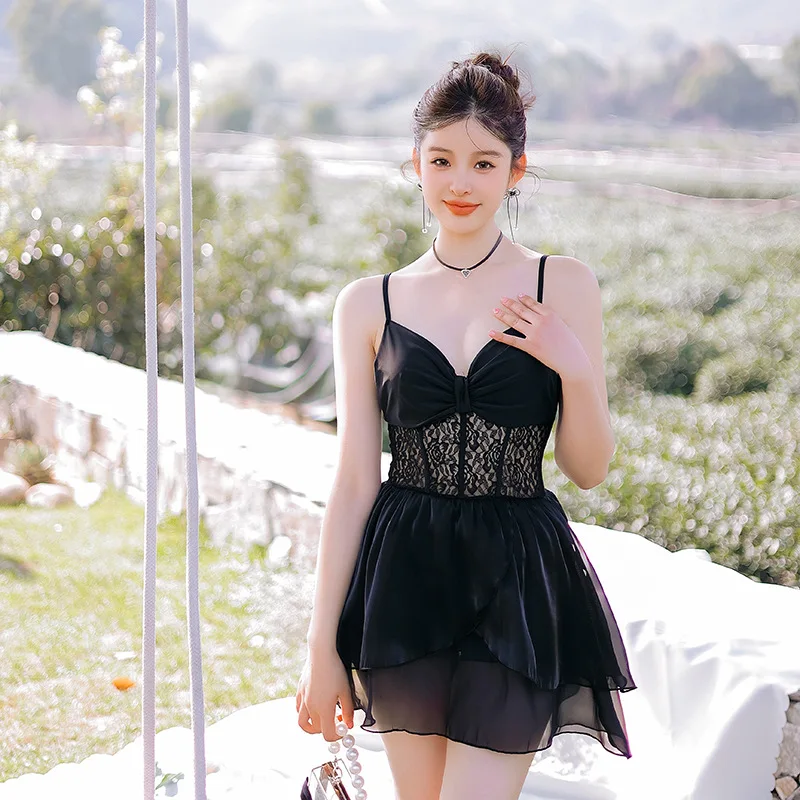 

wisuwore Skirt One-Piece Swimsuit Women Slip Dress Swimwear Steel Brackets Gather 2023 Fashionable New Hot Spring Bathing Suit