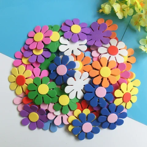 

Kids Children 3D Art EVA Foam Wall Stickers Mixed Pattern DIY Cartoon Flower Puzzle Toys Early Learning Education Decor Crafts