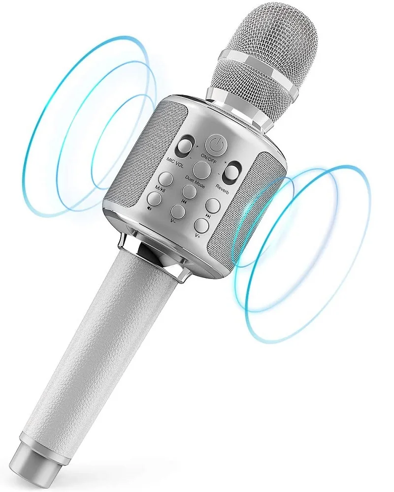 GOODAAA Karaoke Microphone for Home Singing Machine Portable Bluetooth Condenser Mikrofon with Voice Changer Kids Birthday Gift