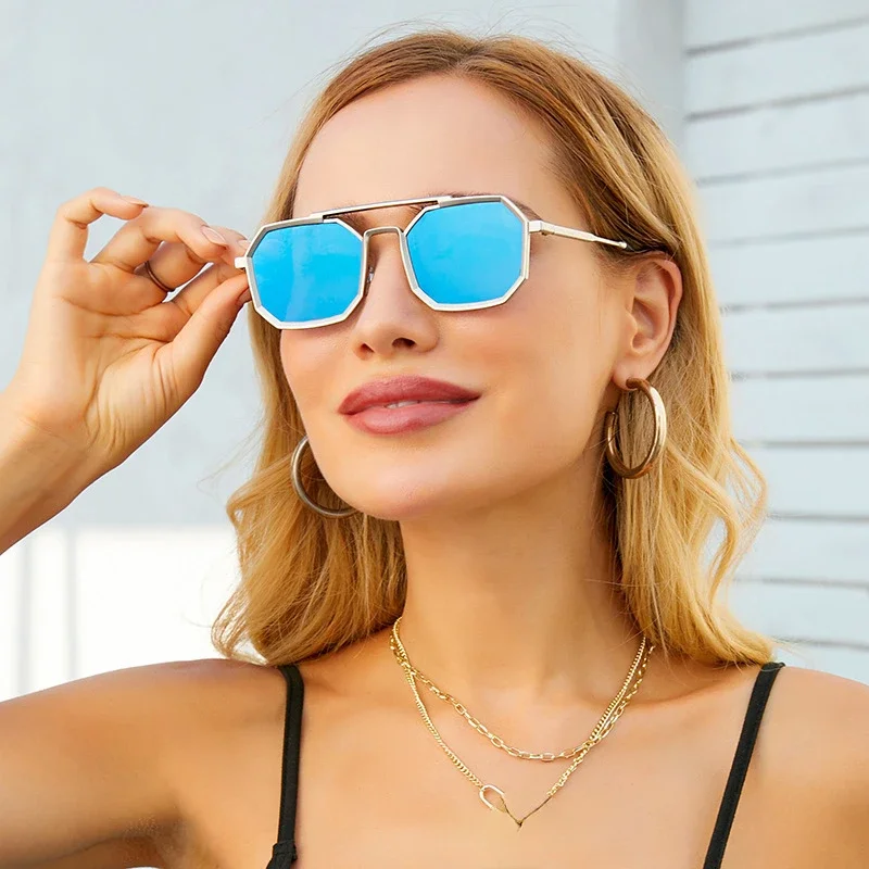 Men Polygon Punk Sunglasses Unisex Metal Square Steampunk Sun Glasses Vintage Shades UV400 Outdoor Riding Eyewear for Male
