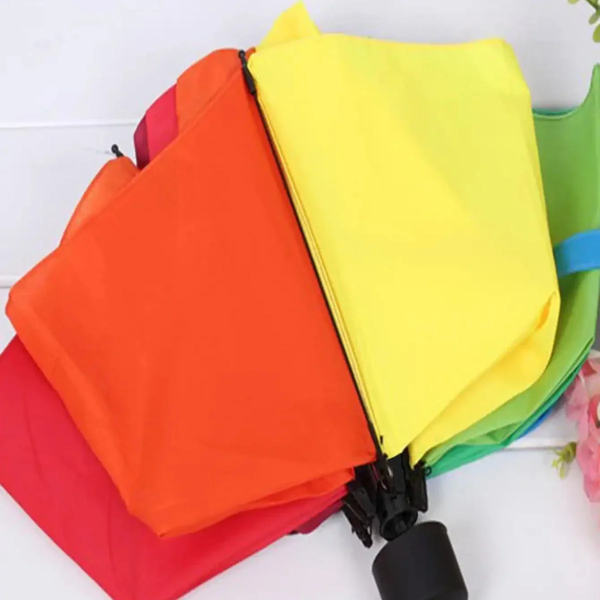 1pc-Rainbow Wonder - Portable Three- Fold Umbrella with Short Handle,  Foldable Design for Effortless Style and Protection