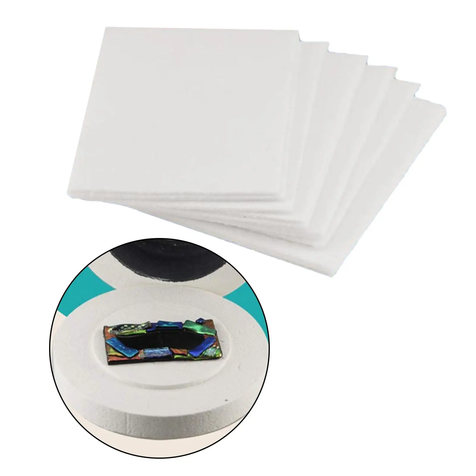 50 Sheets Ceramic Fiber Paper Square Microwave Kiln Papers Glass Fusing Paper for Household DIY Craft 80x80mm ceramic transfer paper
