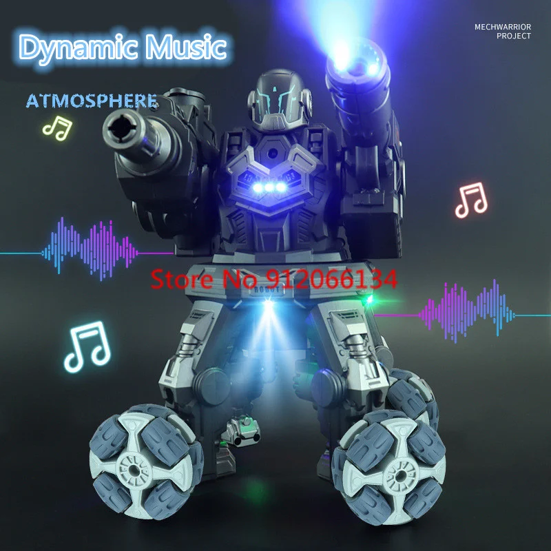 4WD Multiplayer Combat 6 Life RC Robot 3D Rotation Fire Bullet Auto Demo Lighting Sound Effects Remote Control Stunt Robot Toy 3