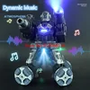4WD Multiplayer Combat 6 Life RC Robot 3D Rotation Fire Bullet Auto Demo Lighting Sound Effects Remote Control Stunt Robot Toy 3