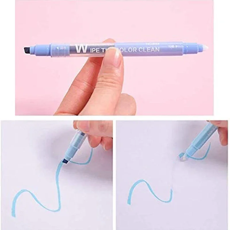 Highlighter Marker 10 Colors Erasable Dual Tip Pastel Fluorescent Pen Art Drawing Doodling School Stationary