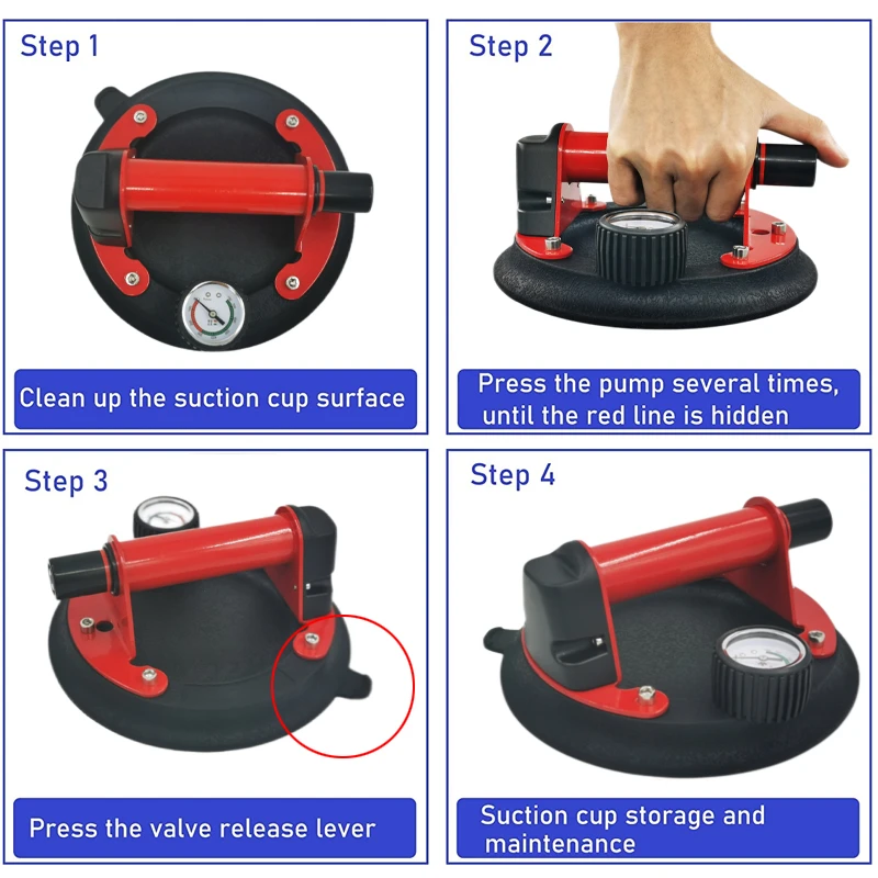 Vacuum Suction Cup 160/220/250kg Carrying capacity with Copper Handle Heavy Duty Lifter for Granite Tile Glass Manual Lifting