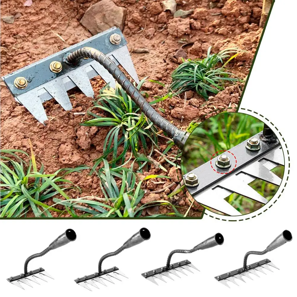 Garden weeding tool 8-tooth carbon steel rake