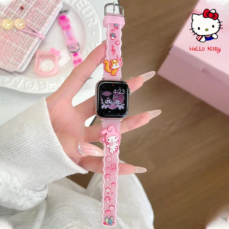 New Kawaii Sanrio Cartoon Hello Kitty Apple Watch Strap Cute My