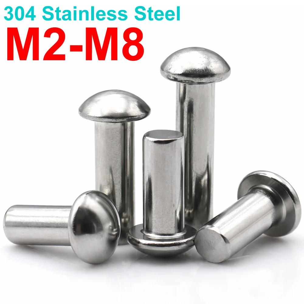 5/10/20/50pcs 304 Stainless Steel Solid Round Head Rivets GB867 Hammer ...