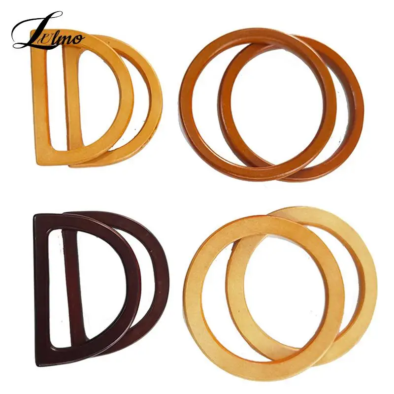 Round Dshaped Wooden Bag Handle Ring Handbag Handles Replacement DIY