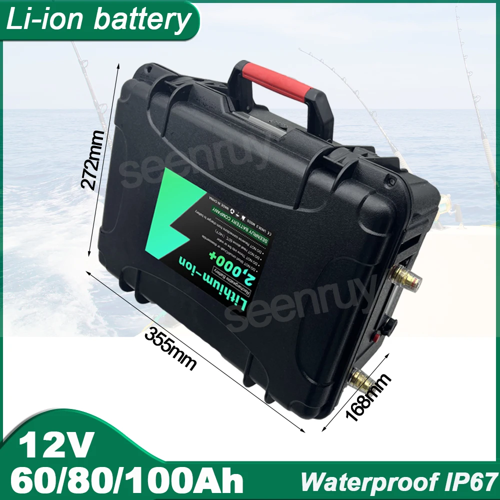 Impermeabile Ip67 12V 60/80Ah 100Ah Li-Ion Batteria Ai Polimeri Di Litio Per Seascooter Aliscafo Traina Motore Jet Board Barca Da Pesca