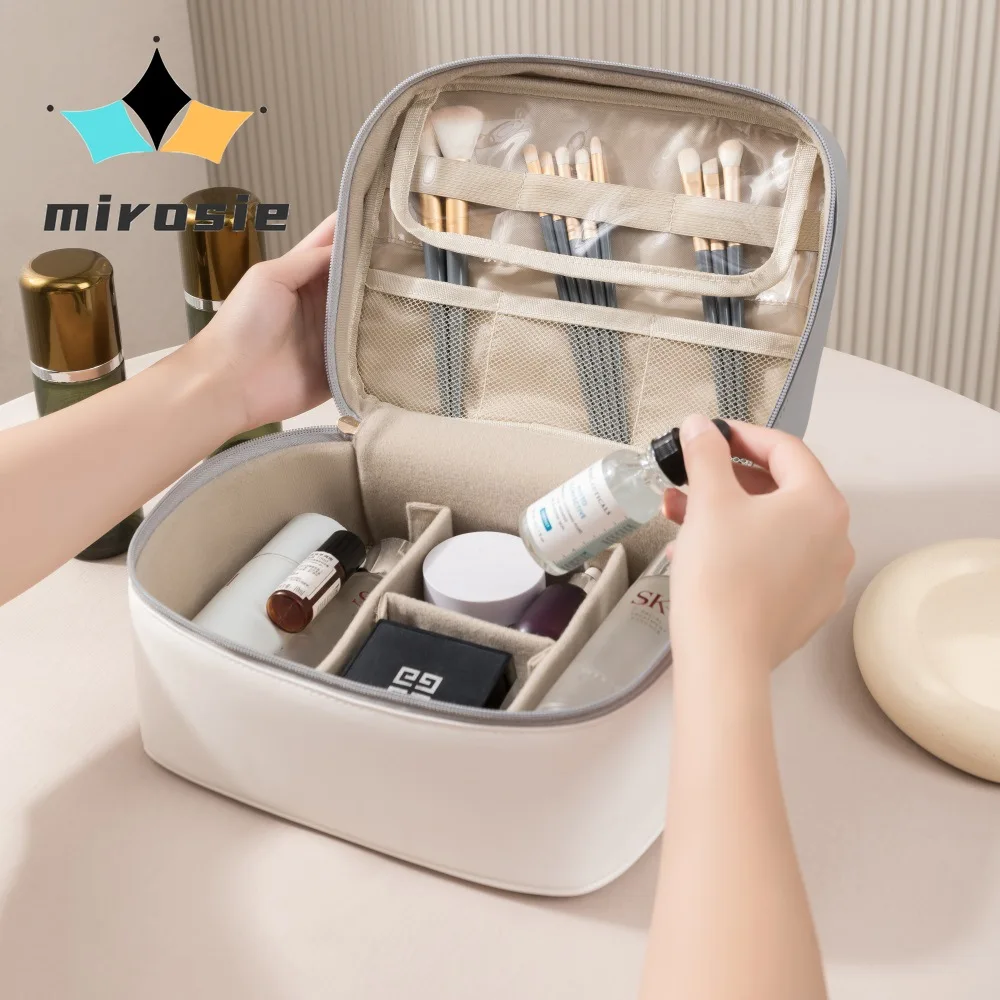 MIROSIE-Large Capacity Makeup Organizer with Separate Compartments, Stylish Multi-functional PU Travel Toiletry Bag, Makeup Bag 2