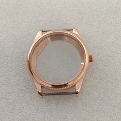 Stainless Steel Polished 42.5mm Watch Case for Manual Mechanical Movement Watches (Fits 37mm Dial) (Rose Gold)