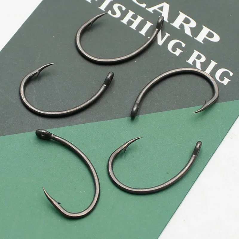 50PCS PTFE Coated High Carbon Stainless Steel Barbed hooks Carp Fishing  Hooks Curved Wide Gape Micro Barbed Barbless Carp Hook