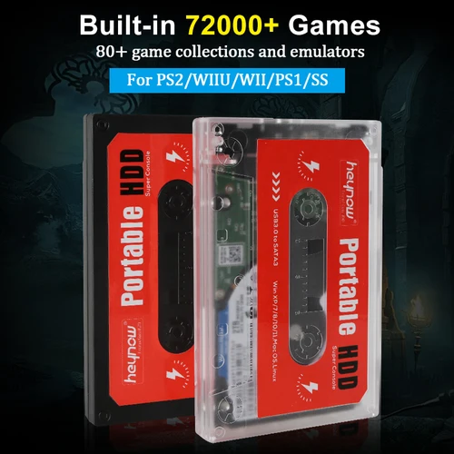 TSINGO-휴대용 외장 게임 하드 드라이브 디스크, 2TB, WII, PS1, N64, PS2 용, 노트북/PC/GK3V/GK 미니, 72000 게임 내장 2