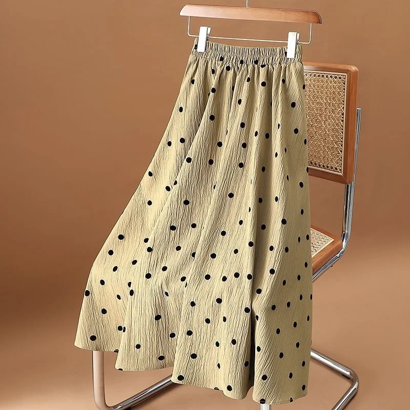 

Женская юбка средней длины, с высокой талией и принтом в горошек, Осень-зима 2023