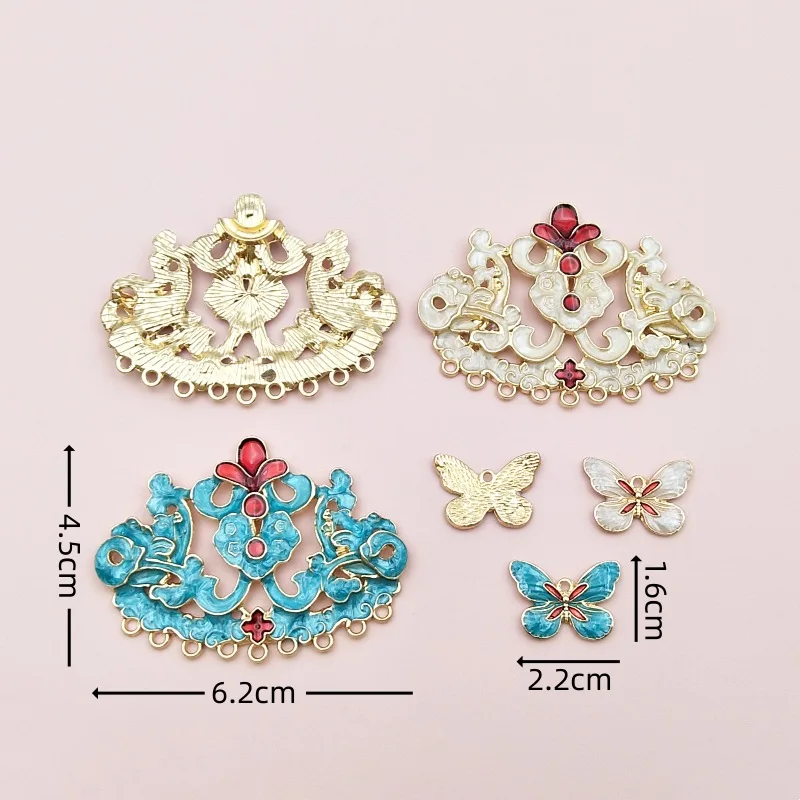 금속 합금 에나멜 꽃 커넥터, DIY 쥬얼리 제작 액세서리, 45x62mm, 10 개