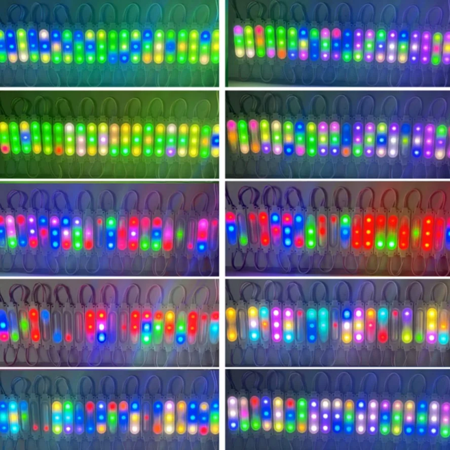 20PCS/lot Colorful Flowing RGB Multicolour Led Modules 12V COB Light Backlight Shop Banner IP65 Waterproof Car Decorative Lights