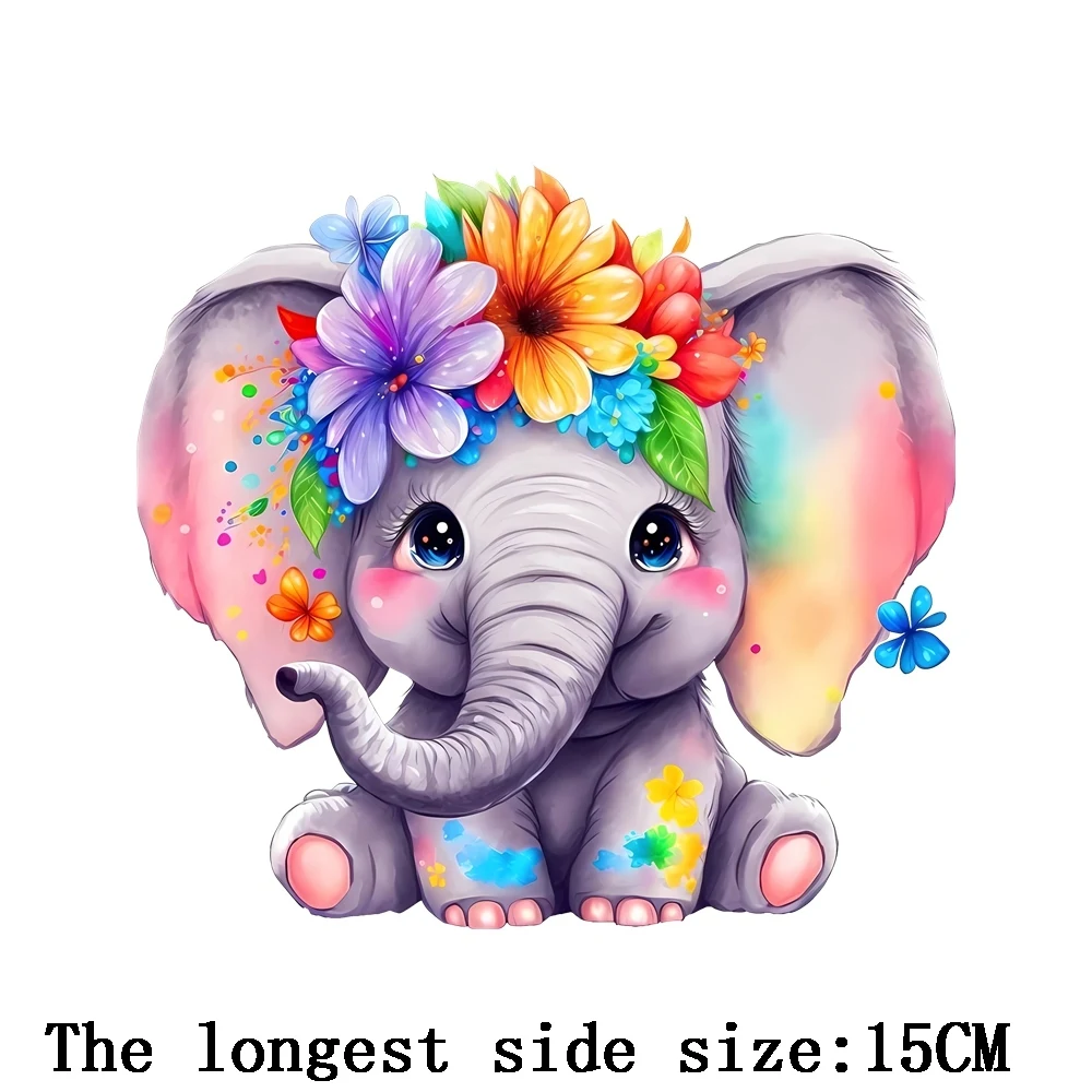 2PCS Cartoon Cute Animal Bear Foxes Elephant Penguin Bird Fox Raccoon Pattern Iron On Transfer For Baby Cloth Sticker on Fabric