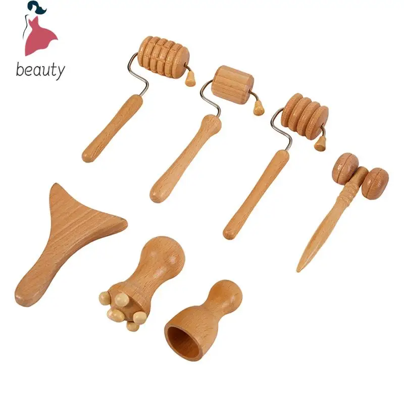 

Face Massagers Gua Sha Tools Wood Therapy Meridian Massage Kit Roller Facial Lifting Masajeador Maderoterapia Scraper