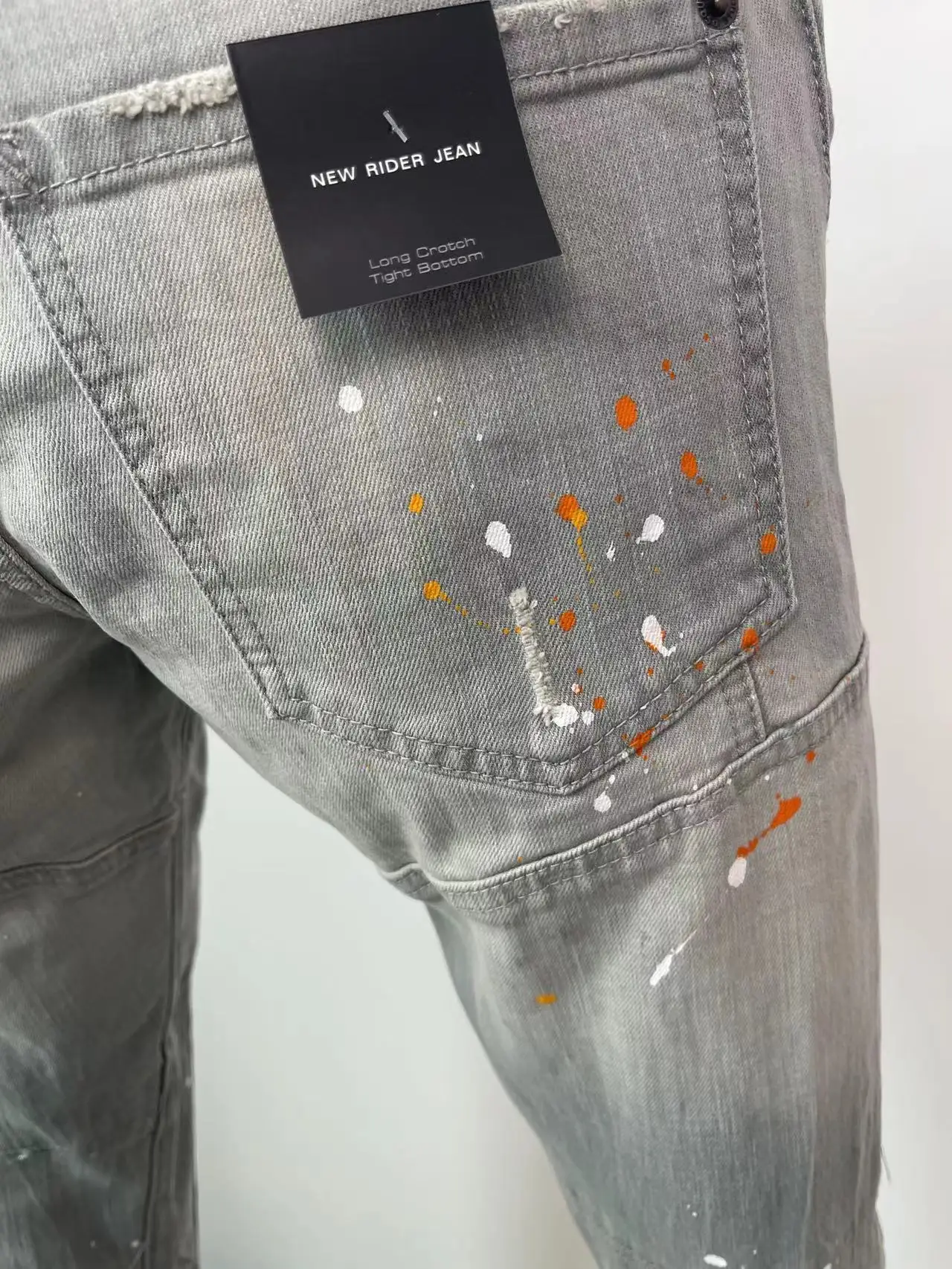 2024 Spring/Summer New D2 Jeans, Men's Washed and Worn Hole Patches, Painted Simple and Versatile, Small Feet