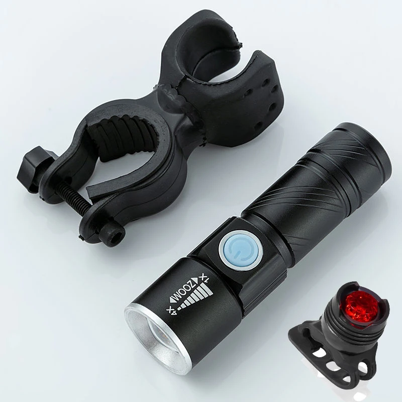 

38000LM Bicycle Flash Light USB Rechargeable Flashlight IPX6 Waterproof Taillight Buit-in 2000mah with Rear light MTB Bike Light