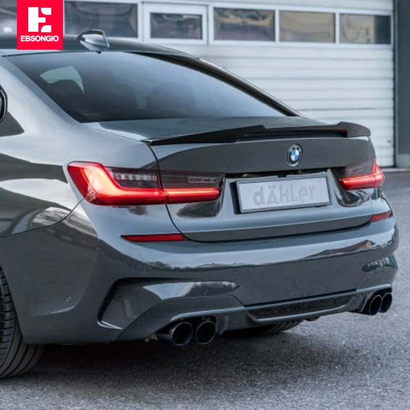 For BMW 3 Series G20 G28 2019 2020 2021 Boot Lip Tail Air Deflector Roof  Rear Spoiler Wing Carbon Fiber / Glossy Black Splitter