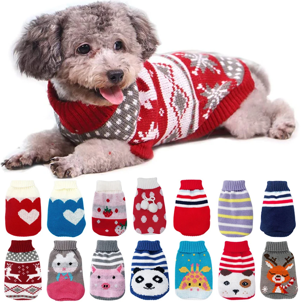 Winter Dog Sweater Cat Pet Clothes For Small Dogs Knitted Clothing Christmas Dog Coat Jacket Puppy Pet Outfits For D