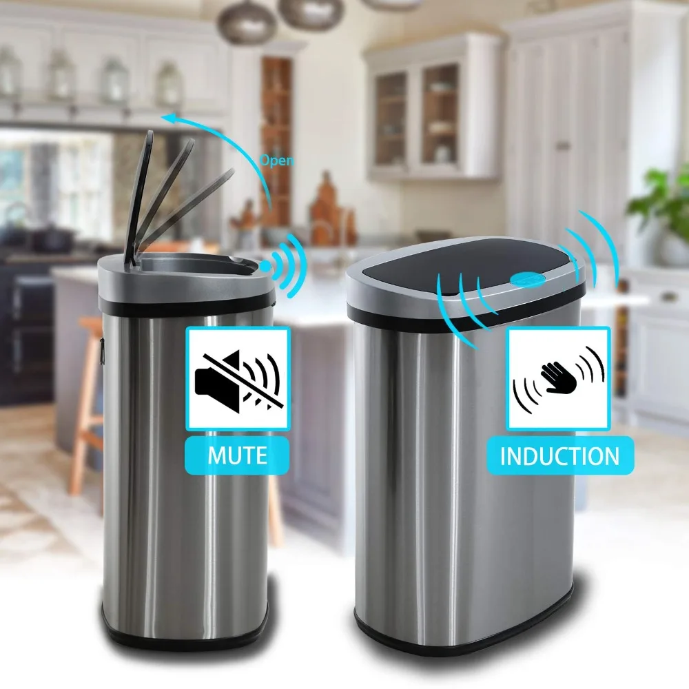 13-Gallon Stainless Steel Automatic Trash Can 3