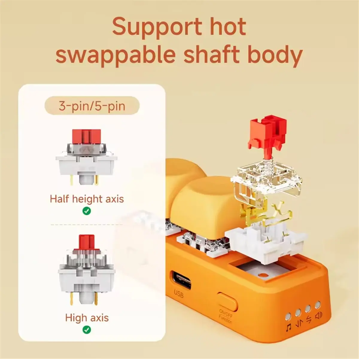 A10R 다기능 키보드 페이지 터너 짧은 비디오 슬라이드 PPT 페이지 넘김 음악 스위치 사진 촬영 리모컨 오렌지